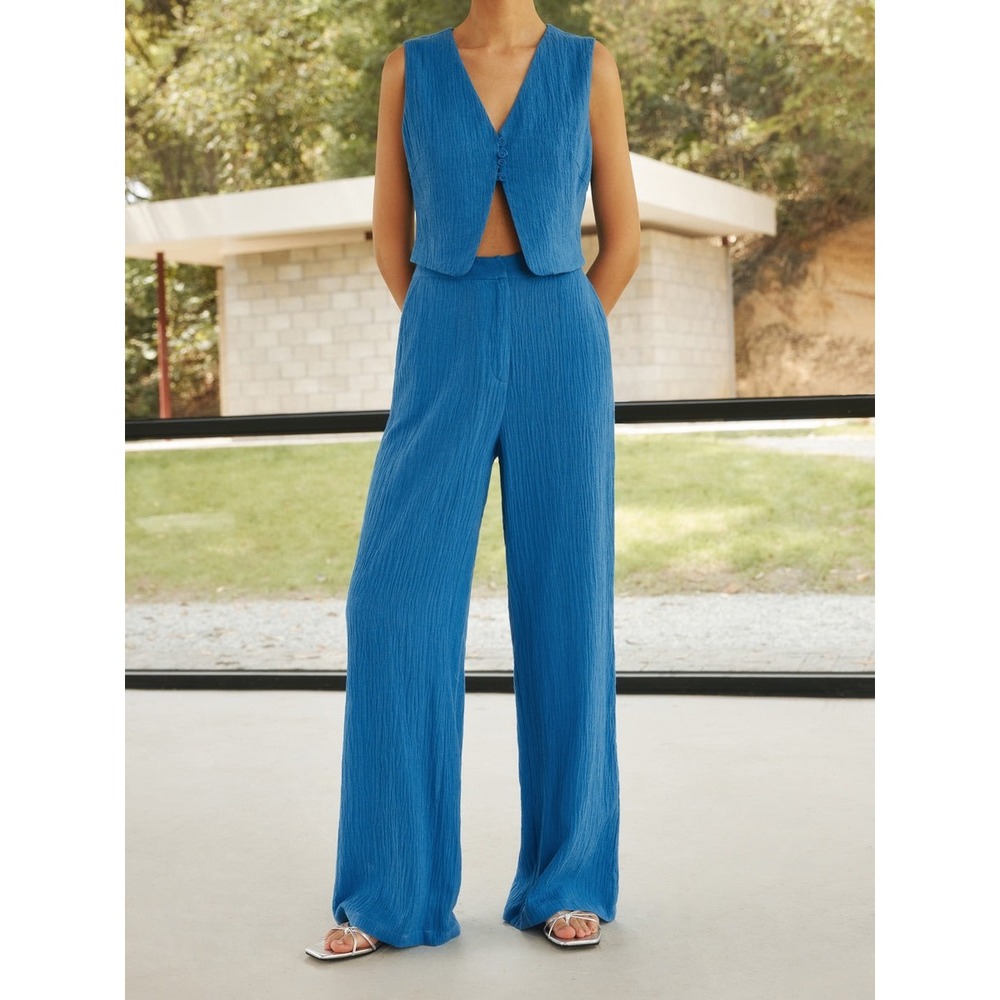 Commense Blue Sleeveless Pantsuit